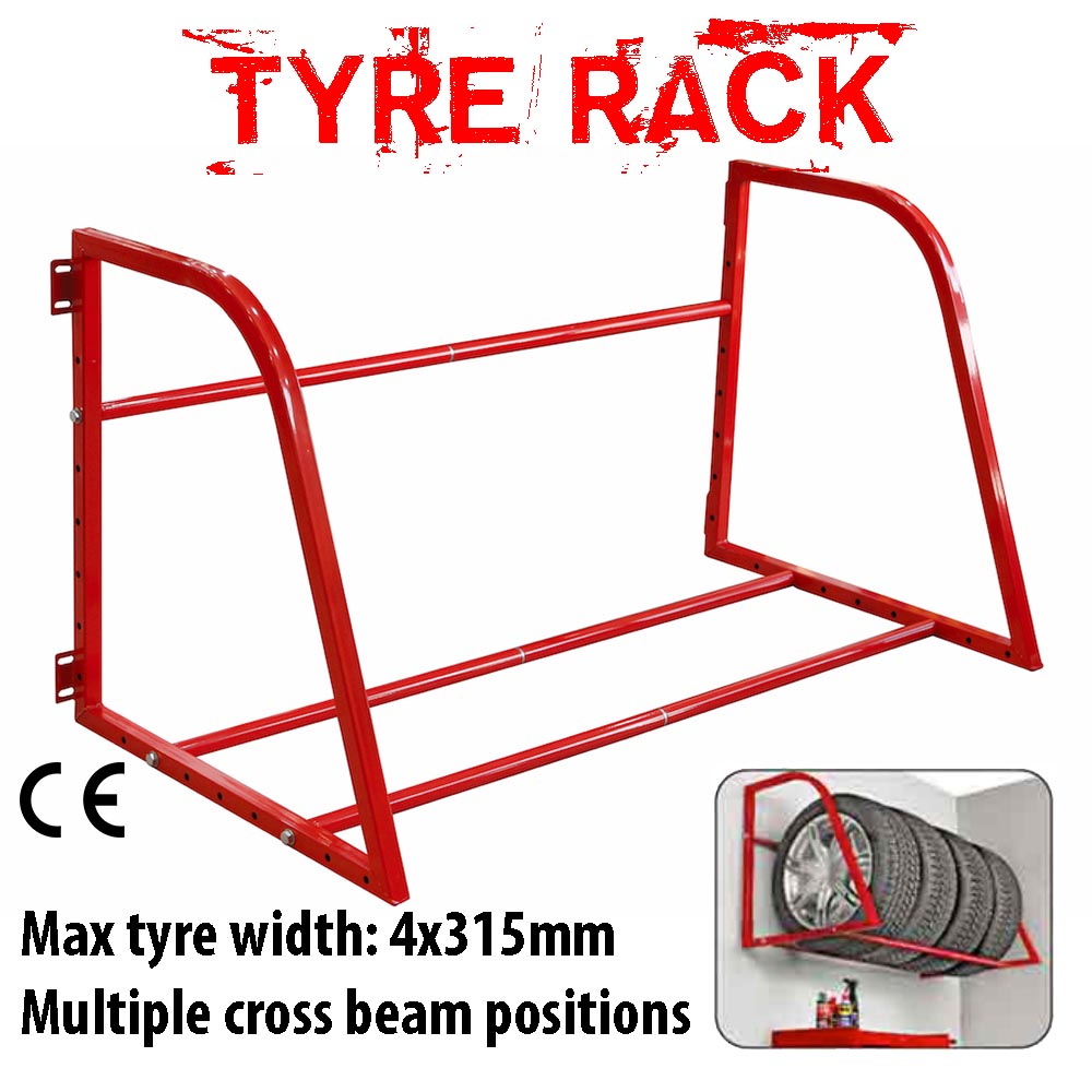 4x Wall Mounted Tyre Racks Rim and Tyre Wall Brackets 